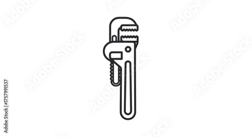 Simple black line art icon of an adjustable pipe wrench tool.