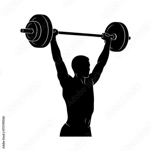 Vector art of silhouette of a weightlifter lifting a barbell