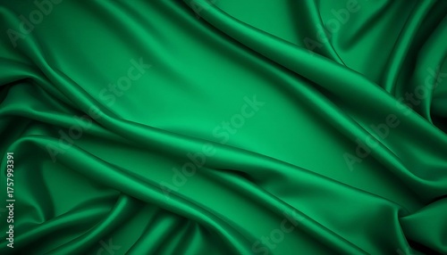 Deep emerald green fabric backdrop, soft folds, material, velvet