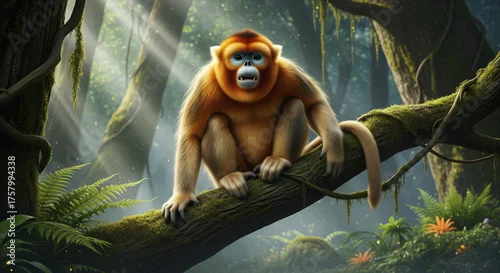 Fototapeta samoprzylepna long-tailed monkey in the forest