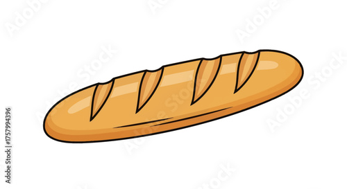 Cartoon French Baguette Illustration with Golden Crust.