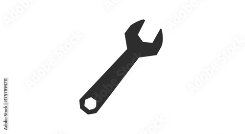 Black Silhouette of a Combination Wrench Tool.