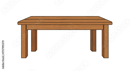 Simple Wooden Rectangular Table with Four Legs.