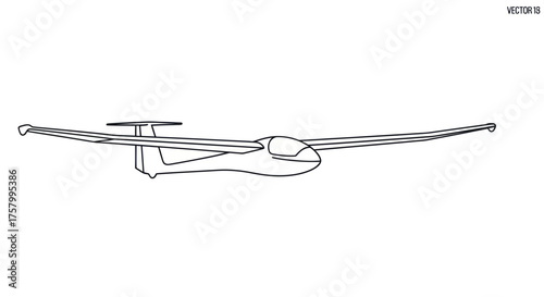 Outline drawing of a sleek glider aircraft with long wings.