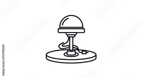 A simple line art icon of a rotating emergency warning beacon light with a dome top and a coiled power cord.