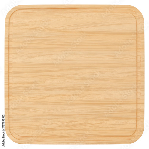 3D素材_木製プレート_四角_黄色