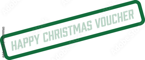 Green Happy Christmas Voucher emblem for seasonal promotions and special holiday offers
