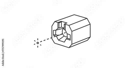 Isometric View of a Laser Diode Module with Emitted Beam.