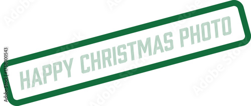 Happy Christmas Photo green stamp icon for festive seasonal picture collections and memories