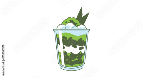Es Cendol: A refreshing Indonesian iced dessert with green jelly and coconut milk.