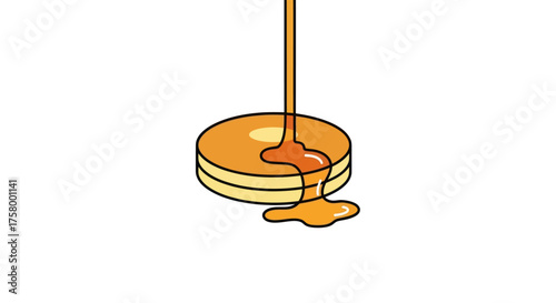 Stack of Pancakes with Syrup Pouring Down.