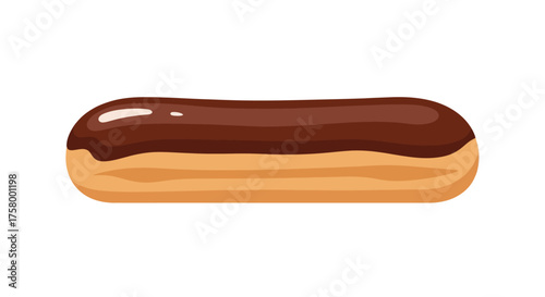 Delicious Chocolate Eclair Pastry with Glazed Topping.