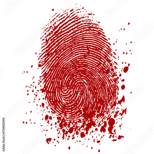 Red Fingerprint Identity Biometrics Security Vector Illustration