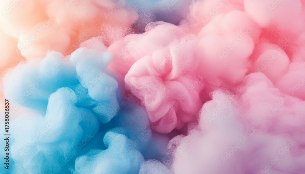Obraz premium Abstract pastel pink, blue and peach cloudscape illustration