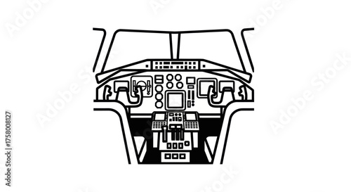 Detailed Aircraft Flight Deck Illustration.