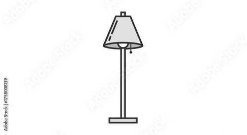 Minimalist Floor Lamp Line Art Illustration with Shade.