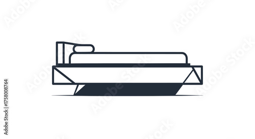 Minimalist Line Art Bed Icon with Headboard and Pillow.