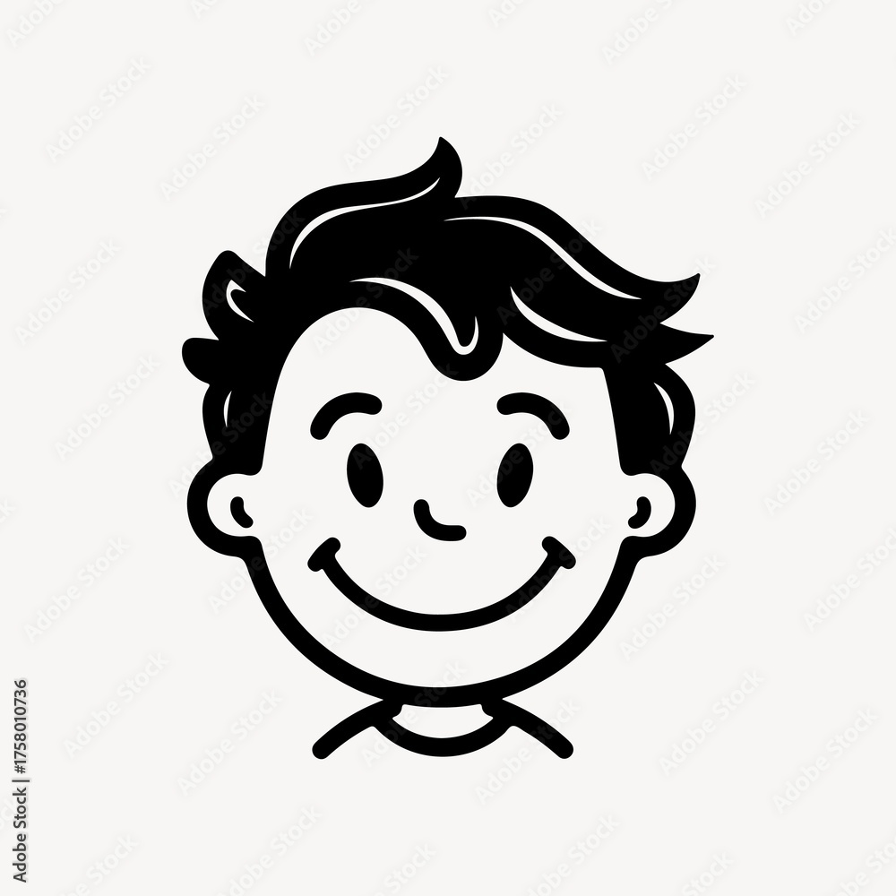 Fototapeta premium Happy man character line art illustration