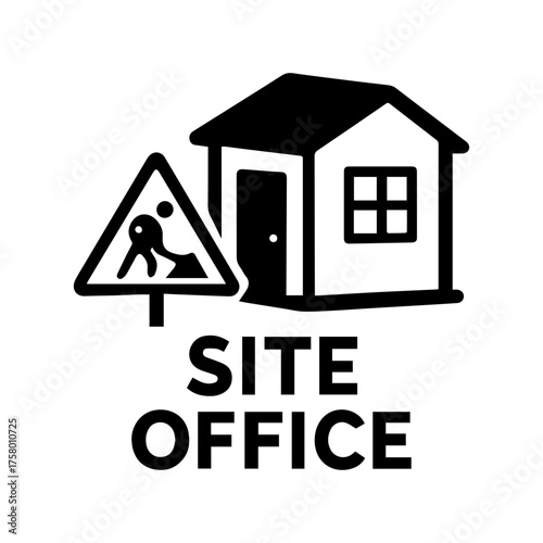 Construction site office icon with transparent background — representing temporary office, construction management, or on-site administration.
