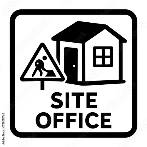 Construction site office icon with transparent background — representing temporary office, construction management, or on-site administration.
