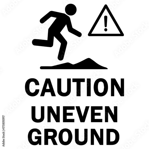 Caution uneven ground icon with transparent background — representing safety warning, workplace hazard, or construction site alert.
