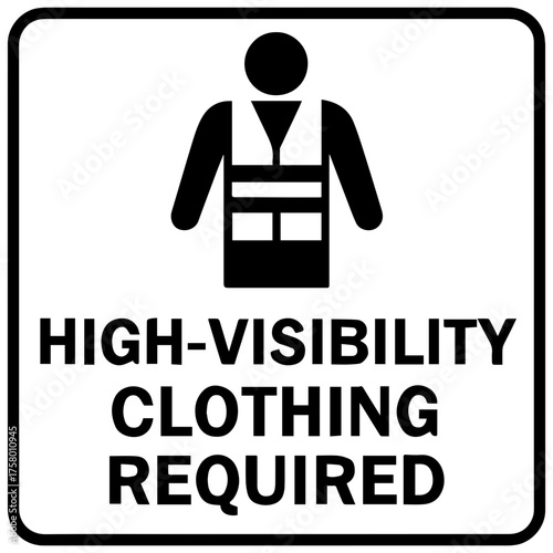 High-visibility clothing required icon with transparent background — representing safety regulation, construction site, or workplace protective gear.
