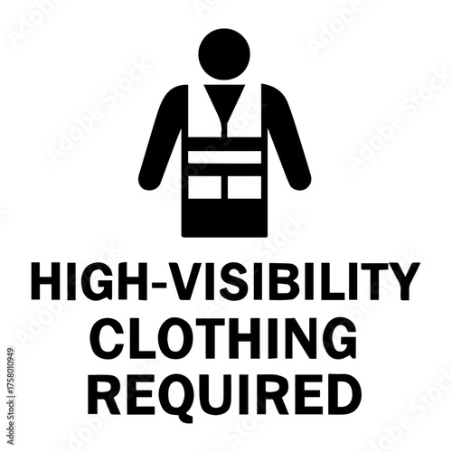 High-visibility clothing required icon with transparent background — representing safety regulation, construction site, or workplace protective gear.
