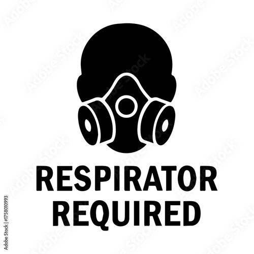 Respirator required icon with transparent background — representing respiratory protection, workplace safety, or hazardous environment safety.
