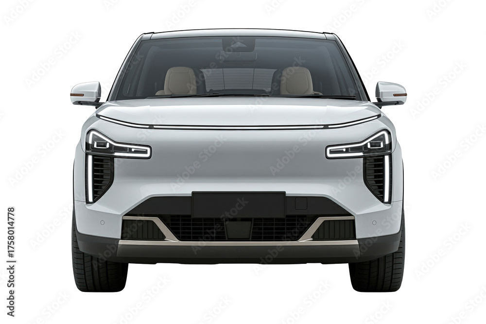 Naklejka premium Modern white luxury SUV with aggressive grille design