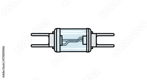 Electrical Fuse with Glass Tube and Metal Terminals.