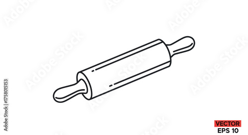 Rolling Pin Outline: Kitchen Utensil for Baking and Dough Preparation.