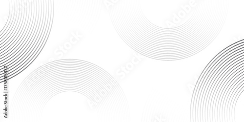 Abstract minimalis grey circle lines and dot pattern on white background. Simple design