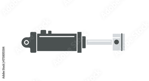 Industrial Hydraulic Cylinder with Piston Rod Extended.