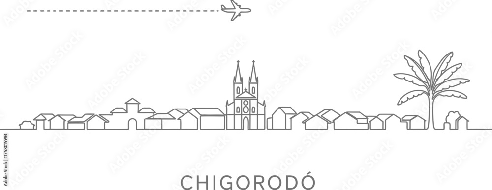 Obraz premium Chigorodo Colombia Skyline with Airplane Travel Icon