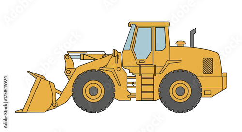 Yellow Wheel Loader: Heavy Construction Equipment for Earthmoving and Material Handling.