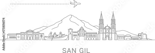 San Gil Colombia Skyline with Airplane and Rafting