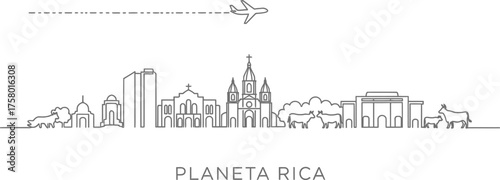 Planeta Rica Skyline with Airplane and Livestock