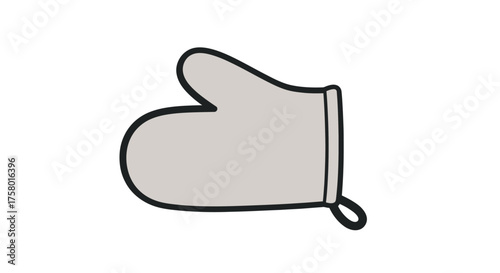 Simple Gray Oven Mitt with Black Outline and Loop.