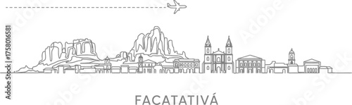 Facatativá Skyline with Airplane Travel Icon