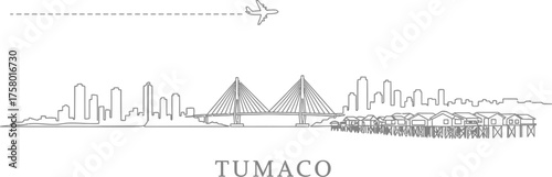 Tumaco Skyline with Airplane and Stilt Houses