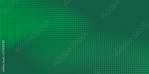 Abstract rouded green halftone on dark green background. Green hafltone dots effect