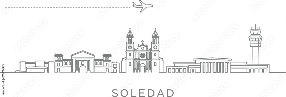 Obraz premium Soledad Skyline with Airplane