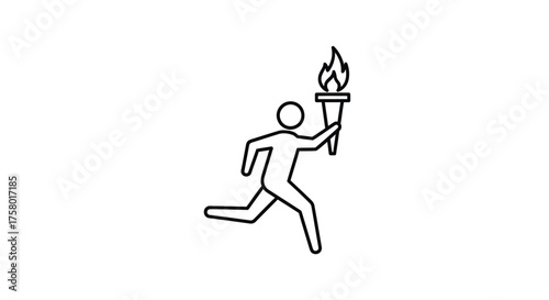 Stylized Icon of a Runner Holding a Flaming Torch.