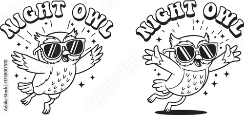vector art night owl typography T-shirt design