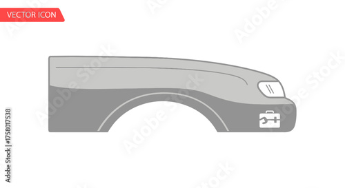 Vector Illustration of a Gray Car Fender with Headlight.