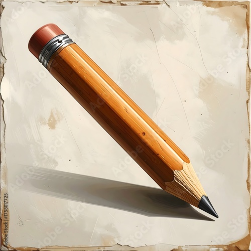 Detailed illustration of a single, sharpened wooden writing implement