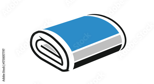 Rolled Blue and Gray Fabric Textile Roll.