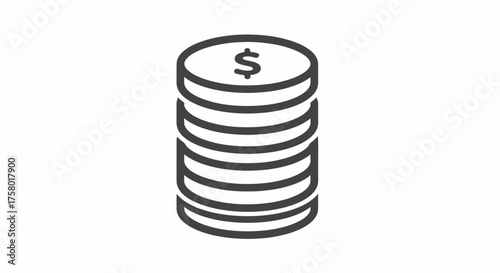 Stack of US Dollar Coins with Dollar Sign.