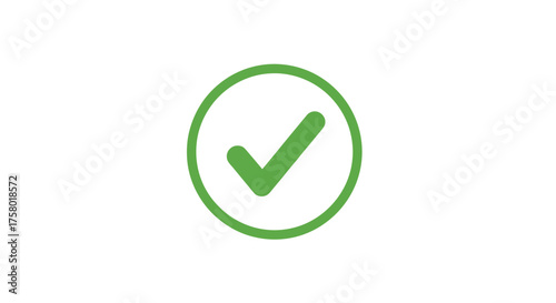 Vibrant Green Checkmark Symbol in Circular Outline.