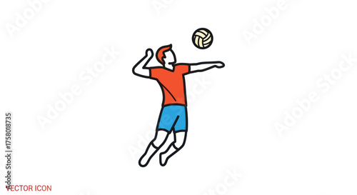 Vector Illustration of a Volleyball Player Spiking the Ball.